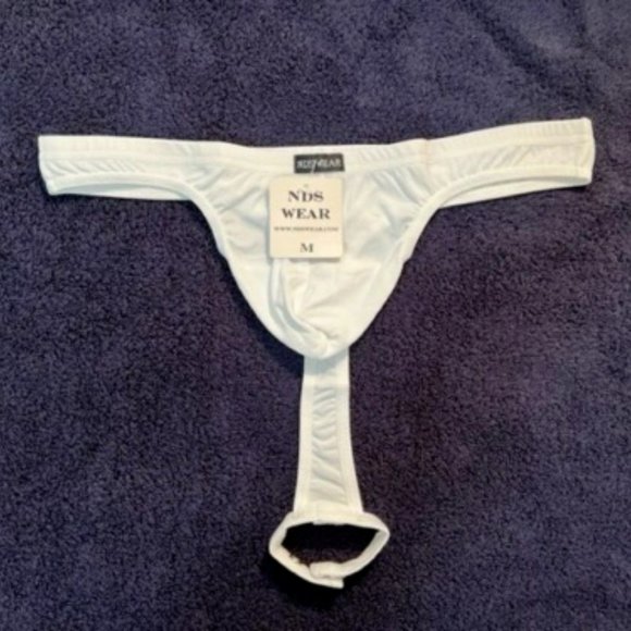 "NDS" Microfiber Men's Swim Thong with Snap C-Ring - White (NDS-TH1-WH) - Picture 2 of 7